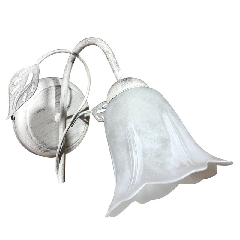 Applique 1xE14 Montatura Bianco Argento Vetro Spugnato Bianco E-Energy Teresa