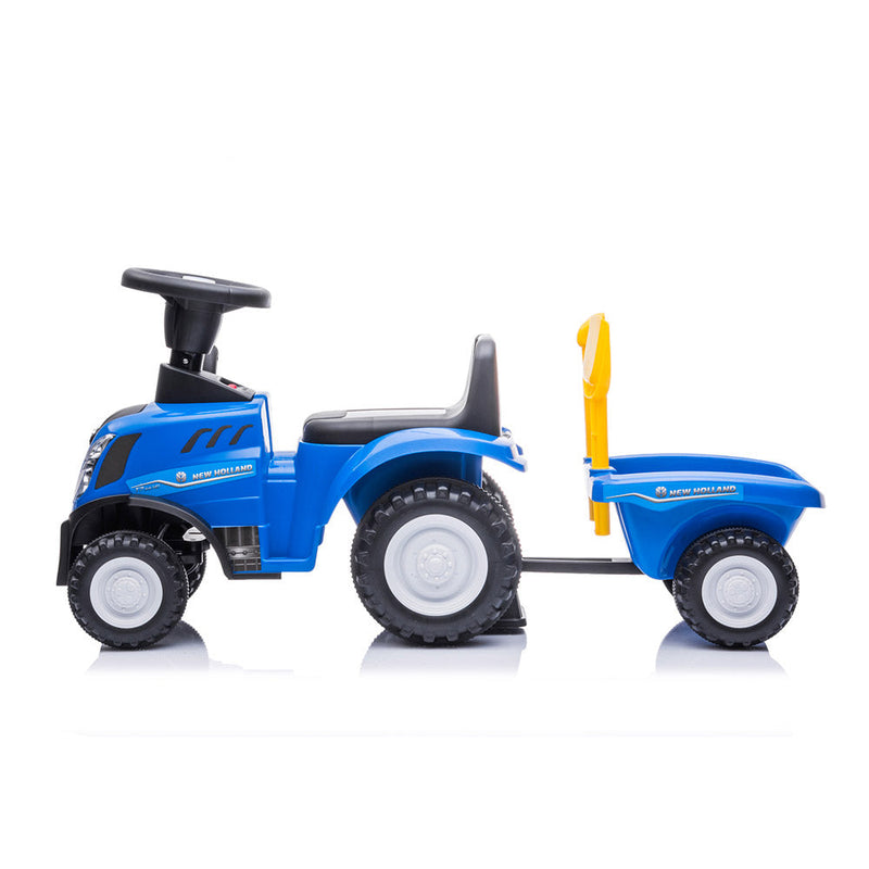 Trattore Cavalcabile con Rimorchio 91x29x44 cm per Bambini New Holland Blu