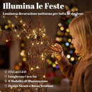 Renna Natalizia Luminosa con Slitta 82x32x120 cm con 175 LED Bianco Caldo 8 Modalità Timer e IP44 in Metallo e Rattan PP Marrone      