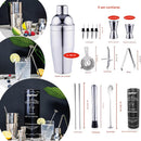 Set 14 Pezzi da Cocktail Completo con Shaker Stamper Jigger e Accessori in Acciaio Inox      