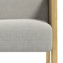 Poltrona Stile Boho 65,5x72x78 cm in Rattan e Tessuto Effetto Lino Grigio