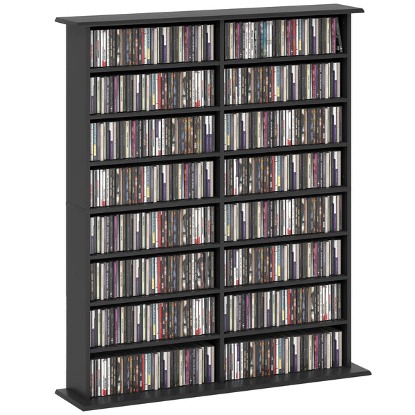 Libreria Porta CD 106,5x24x123,7 cm Design Moderno 16 Ripiani in Legno Nero prezzo