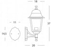 Lampada Applique in Alto Colore Nero per Esterno Linea Mini Quadrata Sovil