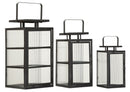 Lanterne Andromeda Tris 25,5x25x50 cm in Metallo e Vetro Nero      