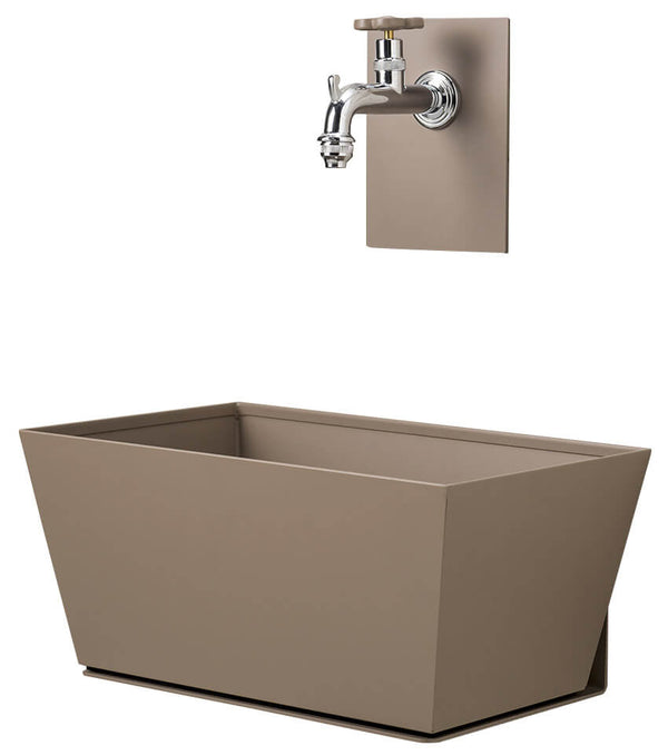 Fontana a Parete da Giardino con Rubinetto e Vasca Belfer 42/PRQ Tortora Seconda Scelta sconto