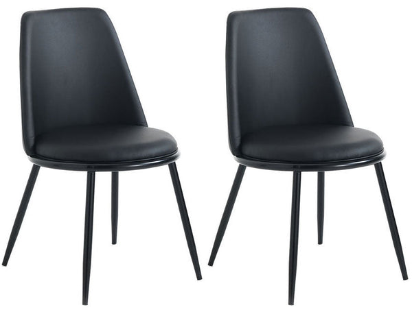 acquista Lot de 2 Chaises 48x51x82,5 cm en Simili Cuir Noir