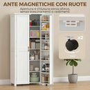 Mobile da Cucina 80x40x180 cm con Ruote 2 Ante 14 Scomparti in MDF Bianco      