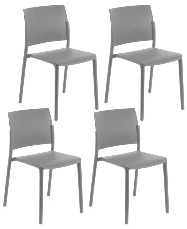 online Set 4 Sedie 55x52,5xH81 cm in Polipropilene Venus Grigio Chiaro