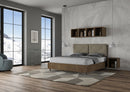 Letto Matrimoniale con Alzata Comoda Struttura Noce con Cuscini in Similpelle Appia Cappuccino Varie Misure