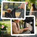 Passeggino per Cani Pieghevole 75x45x97 cm Peso Max 10 kg con Cestino e Portabicchiere Nero 