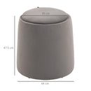 Pouf Contenitore 2 in 1 Convertibile in Tavolino da Caffè Ø44x47,5 cm in Velluto  Grigio