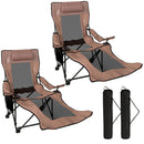 Set 2 Sedie da Campeggio Pieghevoli 80x165x83-90 cm con Poggiapiedi Staccabile in Tessuto Oxford e Metallo Marrone e Nero      