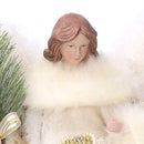 Puntale tessuto angelo bianco e oro con perle cm Ø26xh40