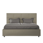 Letto Matrimoniale con Alzata Comoda Imbottito in Similpelle Mika Cappuccino Varie Misure