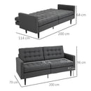 Divano Letto 200x79x96 cm in Tessuto Grigio