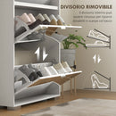 Scarpiera Salvaspazio Slim con Specchio e 4 Cassetti 24 Paia di Scarpe 76x26x178 cm Bianco 
