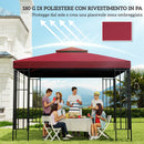 Tetto di Ricambio per Gazebo 3x3 m a 2 Livelli e Anti UV con Presa d'Aria in Poliestere Rosso      
