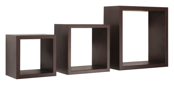 Set 3 Mensole da Parete Cubo in Fibra di Legno Rubic Wengè sconto