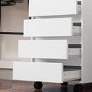 Cassettiera da Ufficio 46x40x65 cm con 4 Cassetti e Ruote con Freno in Legno MDF Bianco      