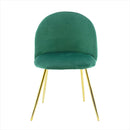 Set 4 Sedie 50x45x80 cm in Tessuto Vellutato Piedi Oro Verde
