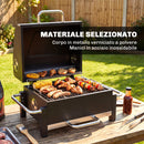 Barbecue a Carbonella BBQ Portatile con Termometro e Raccogli Cenere in Metallo e Acciaio Nero      