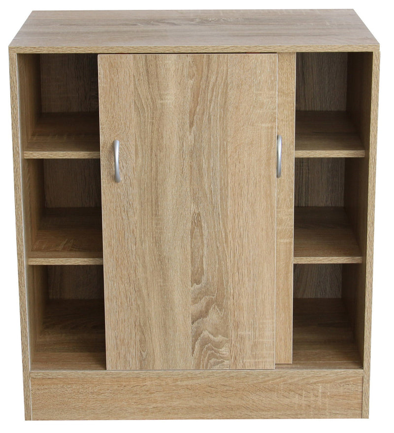 Mobiile 2 Ante Scorrevoli 3 Ripiani 60x30x71 cm in PB e Carta Sonoma