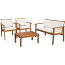 Set Salotto da Giardino Divano 2 Poltrone con Cuscini e Tavolino in Legno di Acacia