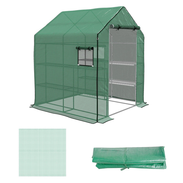 prezzo Copertura per Serra da Giardino con Porta a Cerniera e Finestre 140x143x190 cm in PE Verde