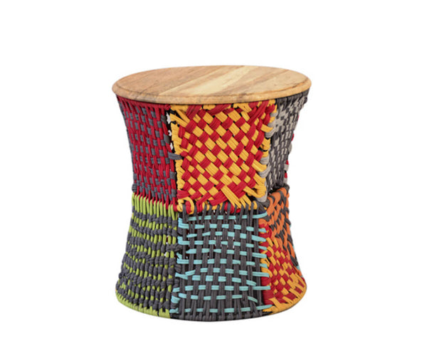 sconto Pouf ethnique en métal Muticolor et bois