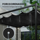 Pergola Gazebo 3x3 m con Tetto Scorrevole UV30+ e 4 Pareti Laterali Grigio Scuro      