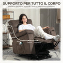 Poltrona Alzapersona Reclinabile Massaggiante e Riscaldante 93x101x102 cm in Tessuto Effetto Velluto Marrone Scuro   