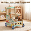 Girello per Bambini 1-3 Anni 41x31,5x47 cm Carrello Primi Passi con Vano Portaoggetti in Legno Multistrato Verde      