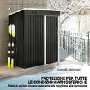 Capanno da Giardino 163x90x179 cm Porta Chiudibile con Prese d'Aria in Metallo Grigio Scuro      