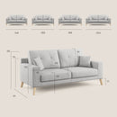 Divano 3 Posti 186x95x91 cm in Tessuto Giallo