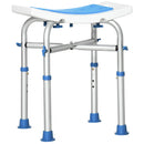 Sgabello per Doccia Bagno 42,5x27x44-51,5 cm Piedini Antiscivolo a Ventosa in Alluminio Blu e Bianco