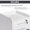 Cassettiera Portadocumenti da Ufficio 39,2x40x65,4 cm 3 Cassetti  Bianca