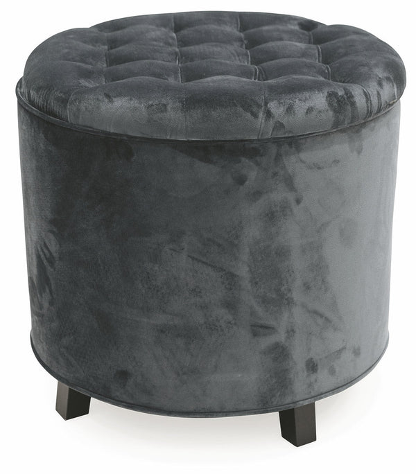 Pouf Footrest Container Ø55x55 cm en Velours Soriani Gris Foncé acquista
