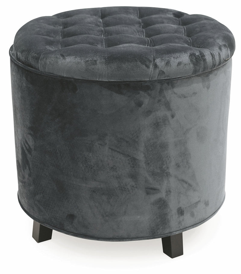 Pouf Poggiapiedi Contenitore Ø55x55 cm in Velluto Soriani Grigio Scuro