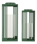 Lanterne Linee Coppia 18,3x18,3x43,5 cm in Metallo e Vetro Verde      