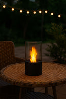 Camino a Bioetanolo da Tavolo Giotto Ø16x27 cm Bruciatore in Acciaio Inox e Lana di Roccia Nero      