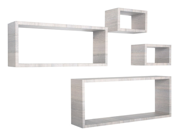 online Ensemble de 3 étagères cubes murales carrées et rectangulaires en panneaux de fibres de bois de chêne gris Merlin