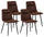 Lot de 4 Chaises Rembourrées 49x48,5x88 cm en Simili Cuir Marron Vintage