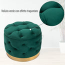 Pouf Contenitore con Coperchio in Velluto con Bottoni Trapuntati   Verde