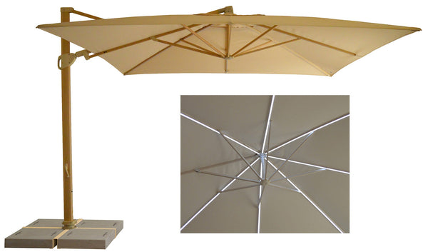 Parasol de Jardin Décentralisé à LED 3,3x3,3m en Aluminium et Polyester Ecru sconto