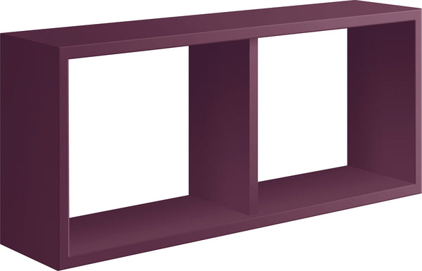 sconto Etagère rectangulaire 2 compartiments muraux 70x30x15,5 cm en fibre de bois Morgana Violet Aubergine