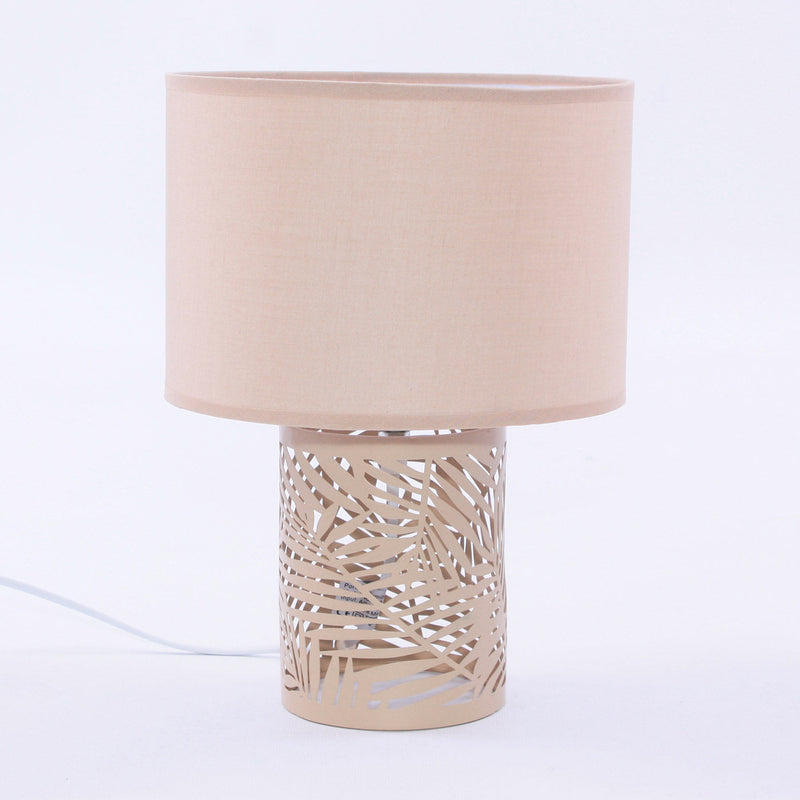 Lampada da Tavolo Ø22xH31 cm in Metallo Traforato Beige