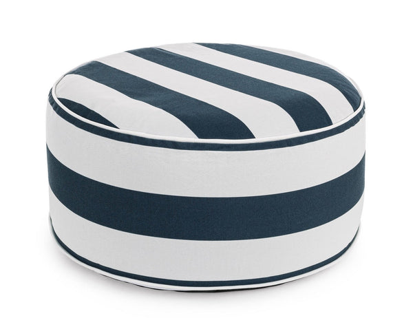 Pouf Gonfiabile da Giardino Ø53x23 cm in Poliestere Righe Bianco-Blu sconto