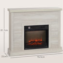 Camino Elettrico da Pavimento 1800W Effetto Fiamma e Telecomando 96,5x22x81,7 cm Grigio Chiaro