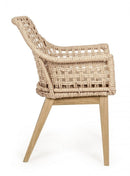 Set 2 Sedie 46x46x82h cm con Braccioli e Cuscini Madison Naturale