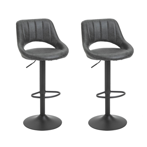 acquista Lot de 2 Tabourets de Bar Rembourrés 44x49x90-110 cm en Simili Cuir Gris